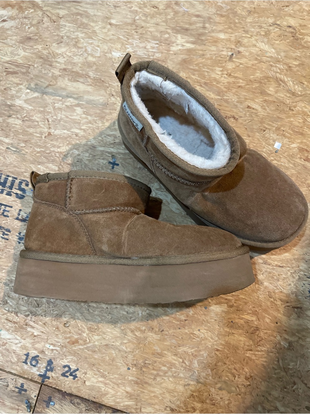 BearPaw Suede Shearling-Lined Slip-On Booties - Brown